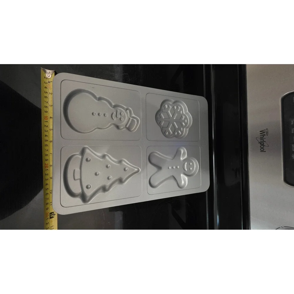 Food Network Non Stick Christmas‎ Cookie Mold Set of 2 Snowman Tree Gingerbread